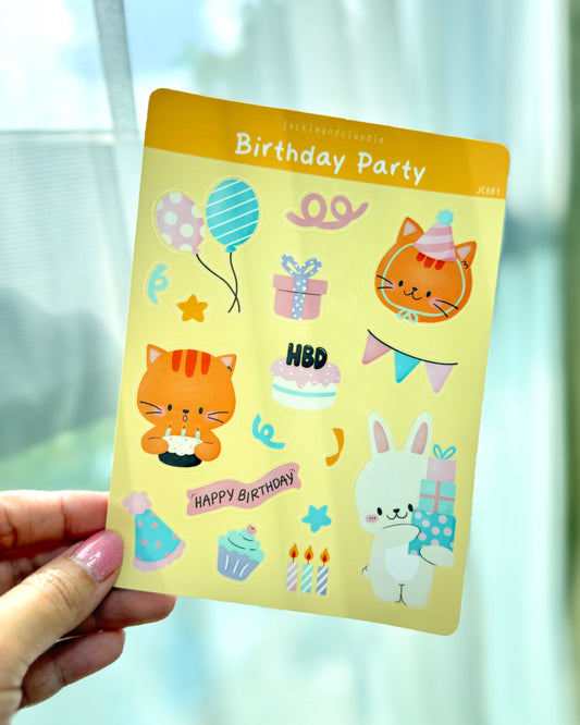 Cat and Rabbit sticker sheet birthday party candles presents gift