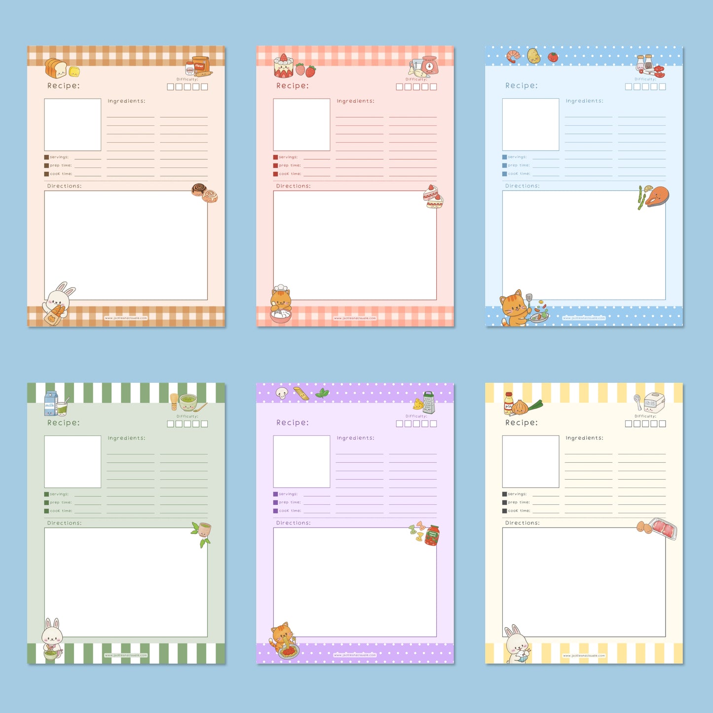 Digital / Printable Recipe Cards & Meal Planner Set