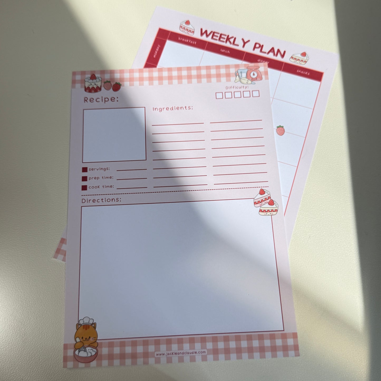 Digital / Printable Recipe Cards & Meal Planner Set